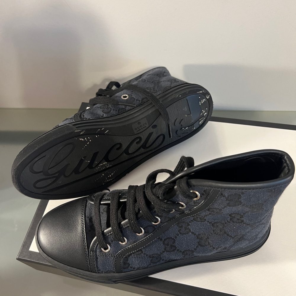 Gucci Black Monogram High-Top Sneakers - Picture 4 of 6